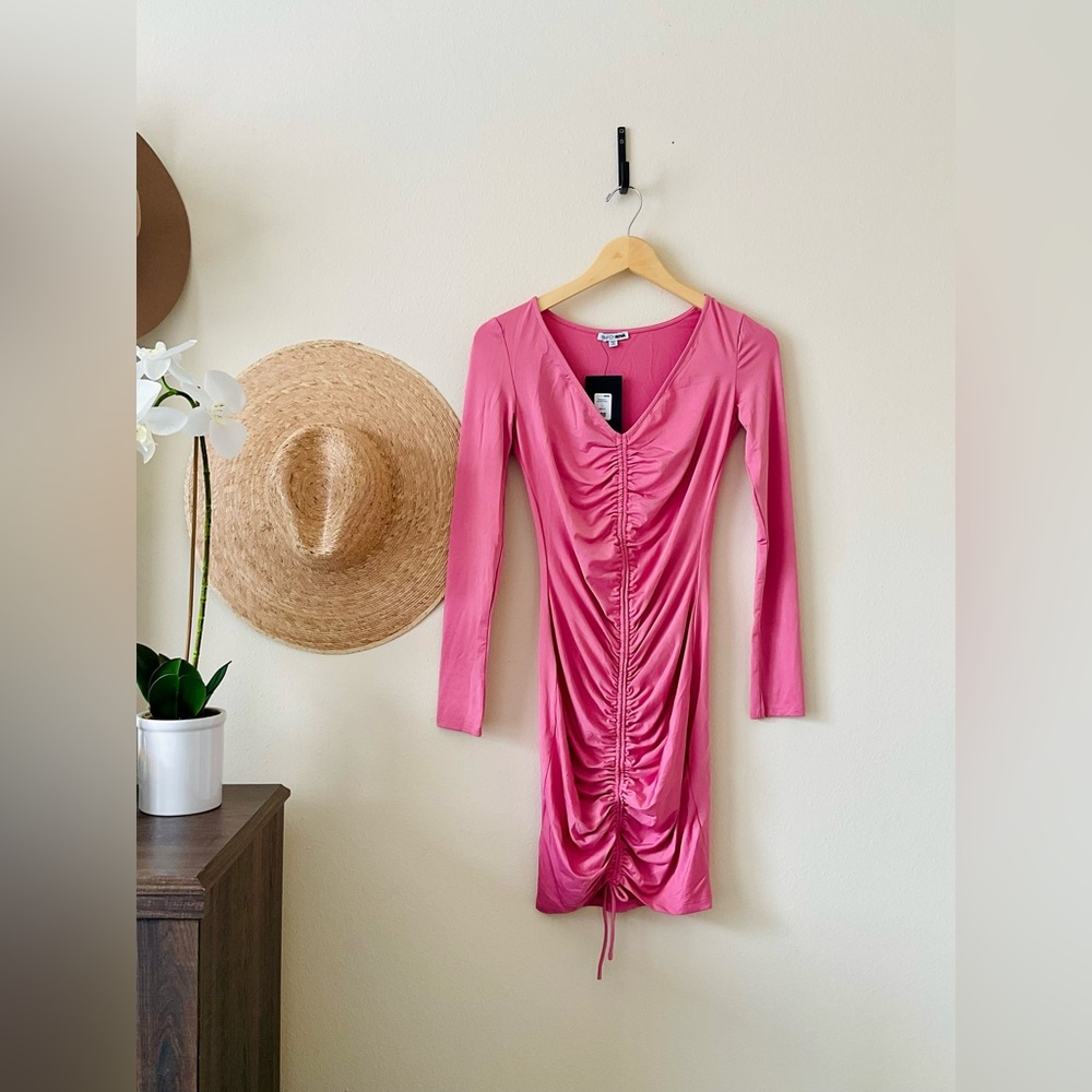 Fashion Nova | Guangzhou Ruched Long Sleeve Dress - Pink | Size: S